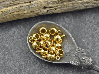 Bail Beads - Charm Hanger Beads - Gold Beads - Metal Spacers - Metal Beads - Gold Spacer Beads - 50pcs - 6mm - (819)