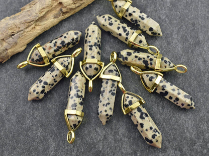 Gemstone Point Pendant - Hexagon Pendant - Jasper Pendant - 40mm - (A21)