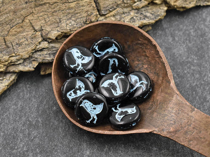 Czech Glass Beads - Picasso Beads - Bird Beads - Coin Beads - Czech Beads - Flat Coin - 15pcs - 12mm - (3724)