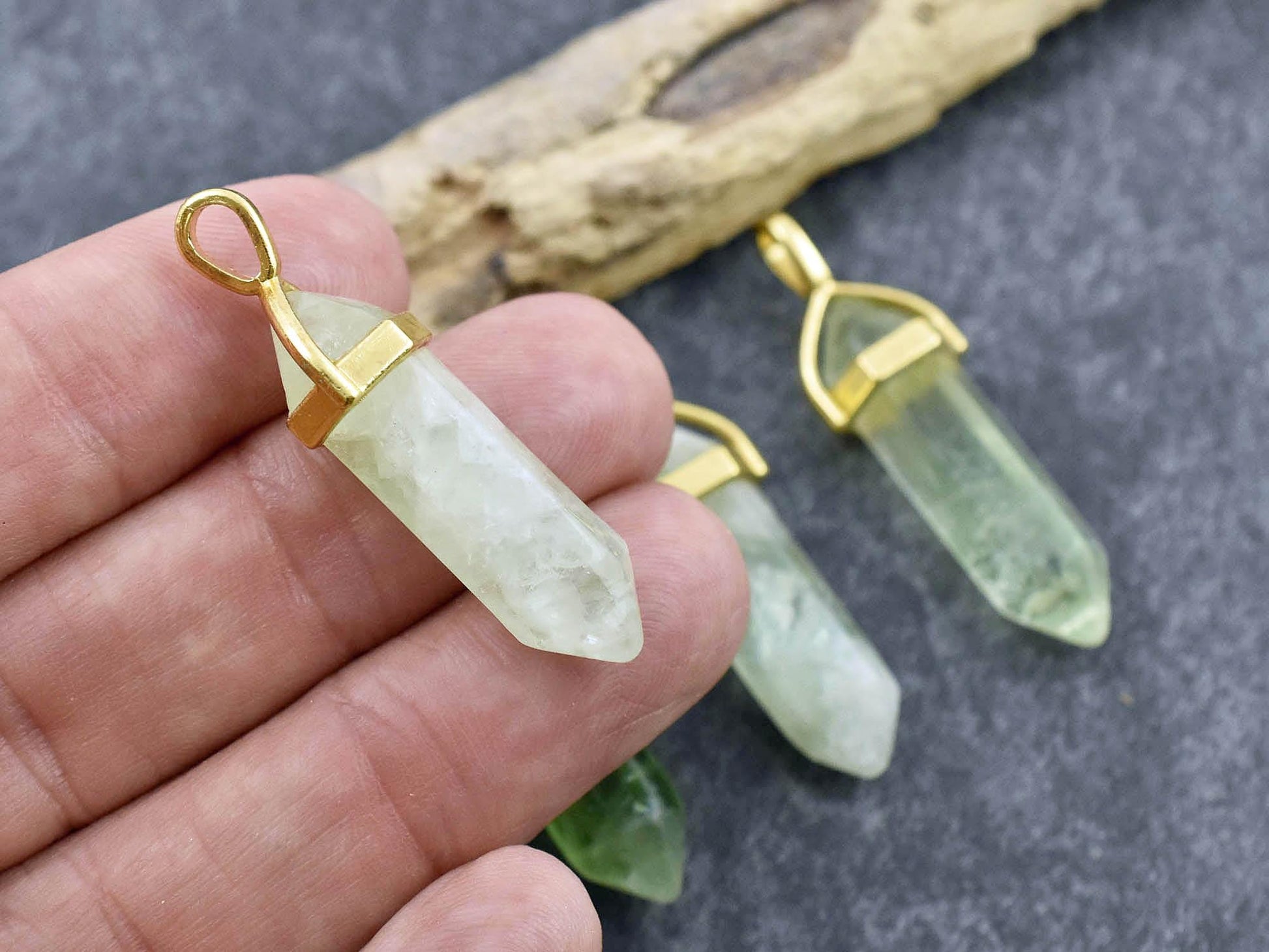 Flourite Pendant - Gemstone Point Pendant - Hexagon Pendant - 40mm - (4832)