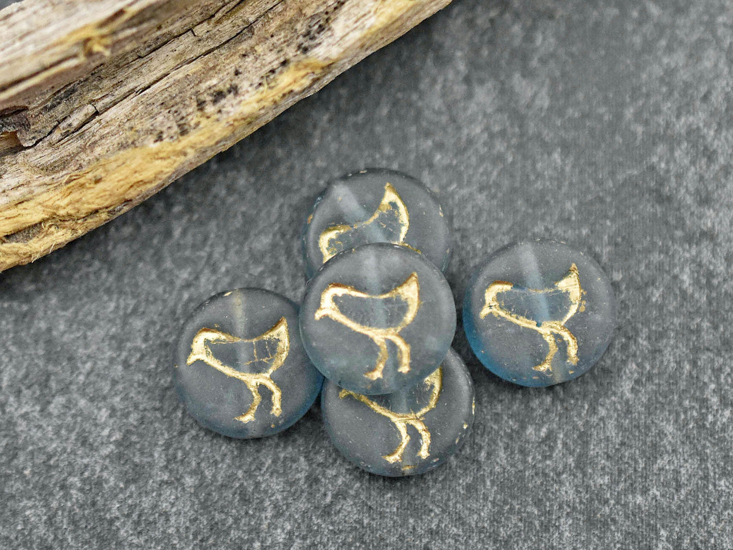 Czech Glass Beads - Bird Beads - Picasso Beads - Coin Beads - 12mm - 15pcs - (6021)