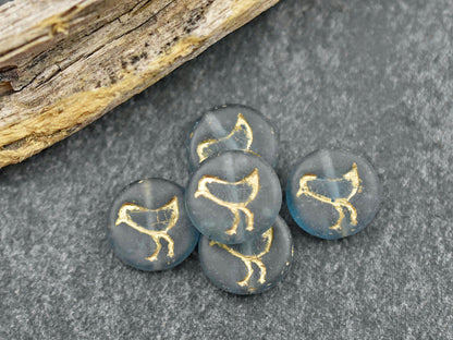 Czech Glass Beads - Bird Beads - Picasso Beads - Coin Beads - 12mm - 15pcs - (6021)