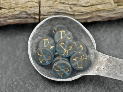 Czech Glass Beads - Bird Beads - Picasso Beads - Coin Beads - 12mm - 15pcs - (6021)