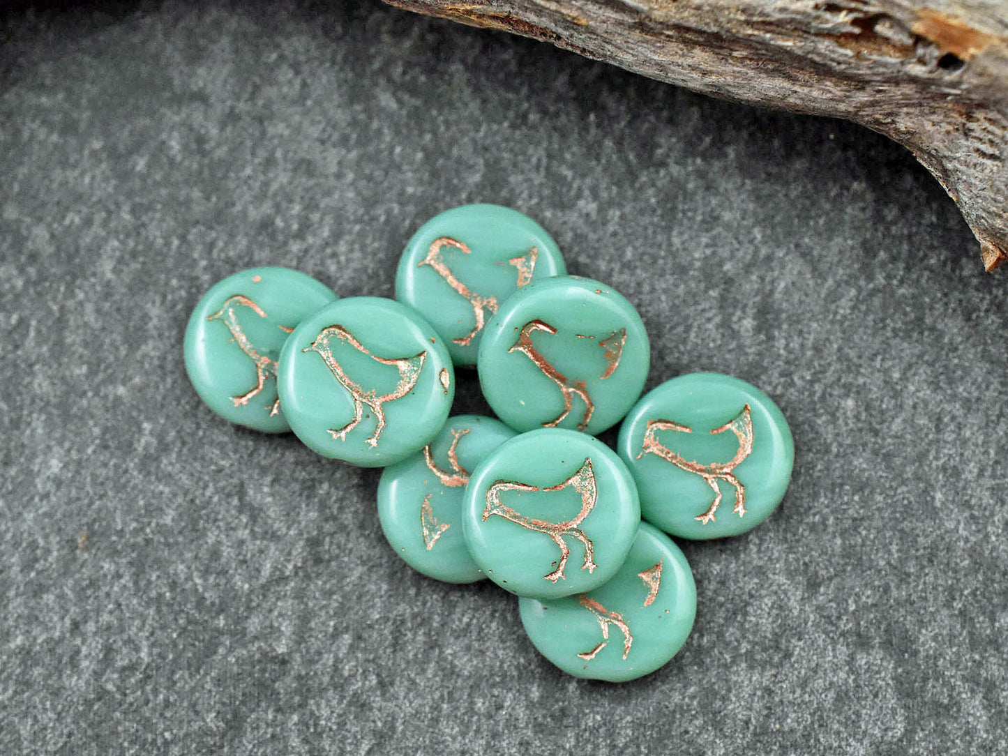 Czech Glass Beads - Bird Beads - Picasso Beads - Coin Beads - 12mm - 15pcs - (4470)