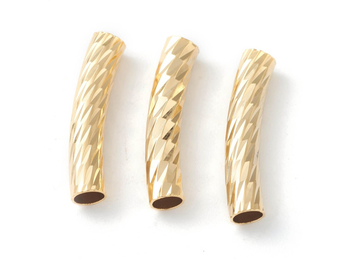 *20* 20x4mm Long Lasting 24k Gold Plated Brass Tube Beads