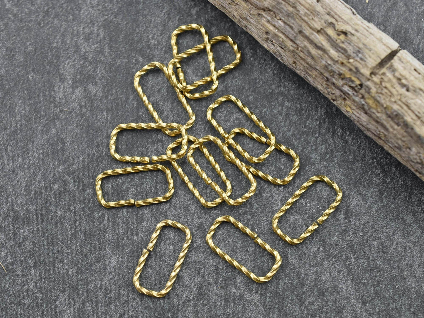 Gold Jump Rings - Twisted Jump Rings - Oval Jump Rings - Open Jump Rings - 18k Gold Plated - Choose Your Size