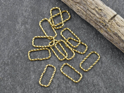 Gold Jump Rings - Twisted Jump Rings - Oval Jump Rings - Open Jump Rings - 18k Gold Plated - Choose Your Size