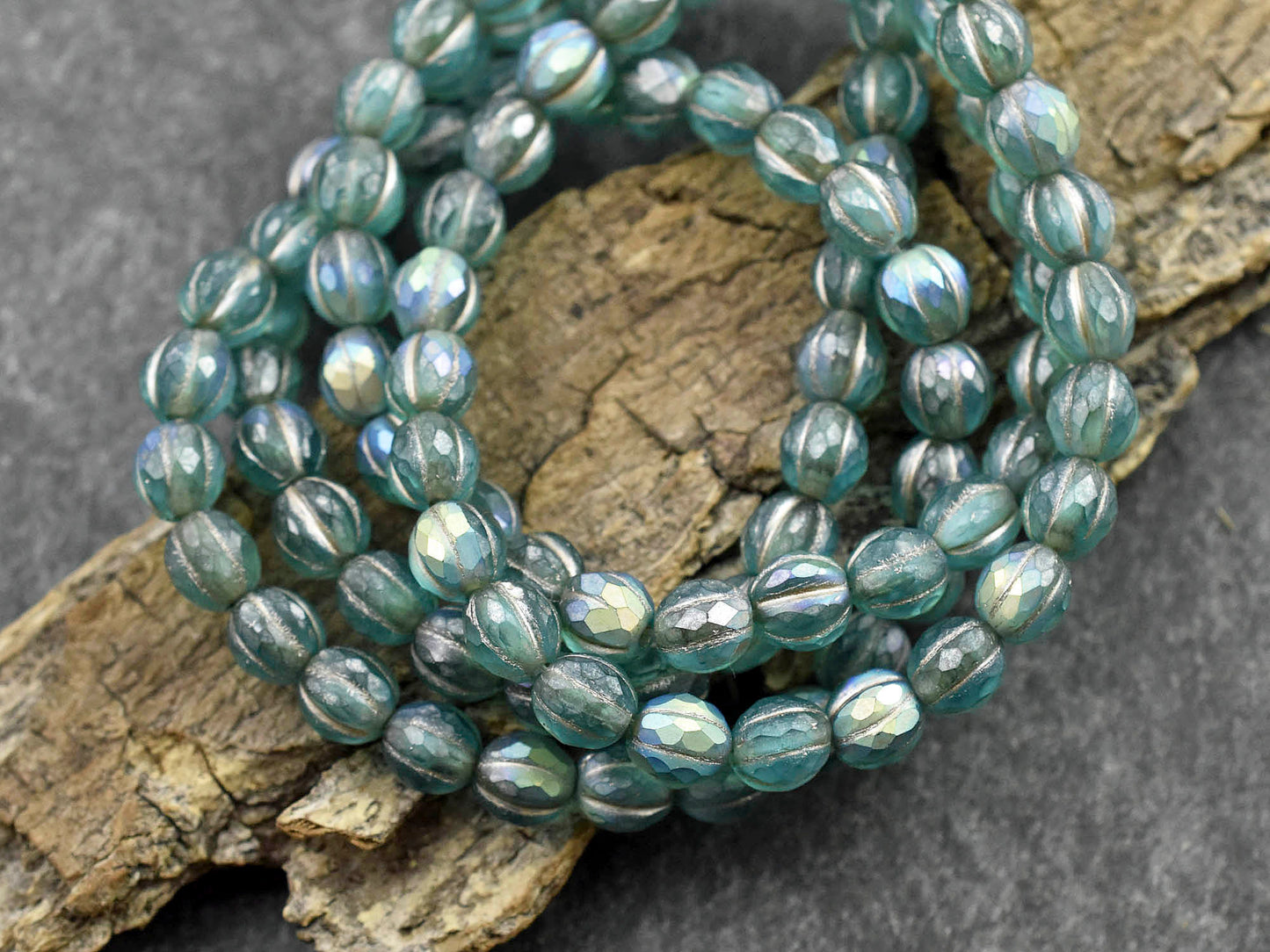 6mm Beads - Melon Beads - Czech Glass Beads - Faceted Melon - Round Beads - 6mm - 25pcs - (2947)