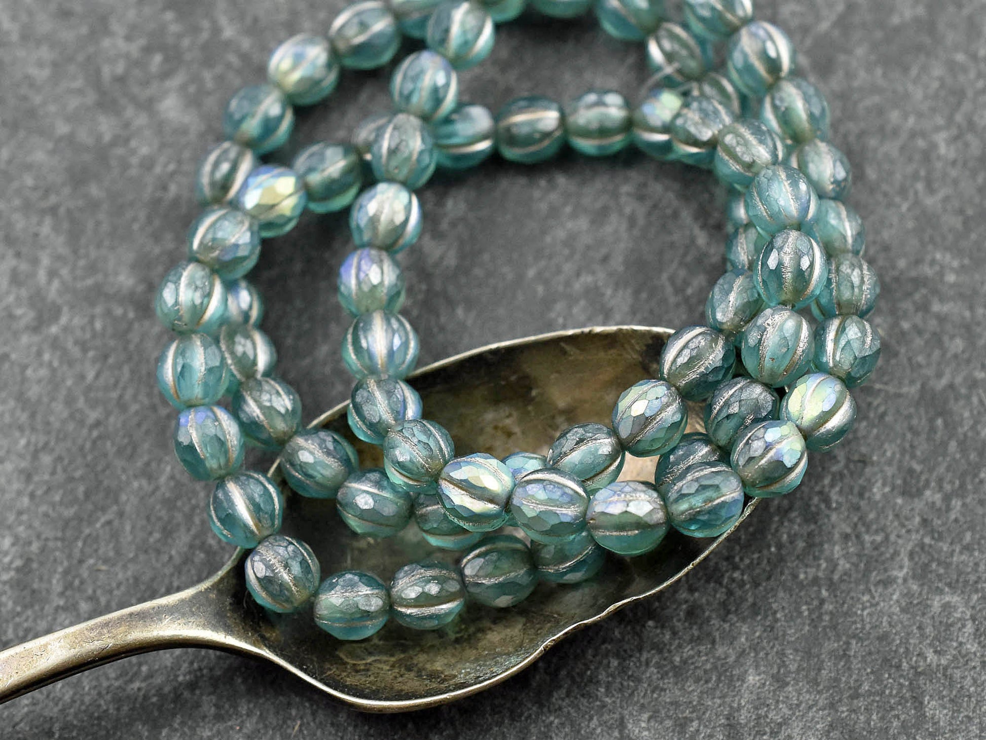 6mm Beads - Melon Beads - Czech Glass Beads - Faceted Melon - Round Beads - 6mm - 25pcs - (2947)