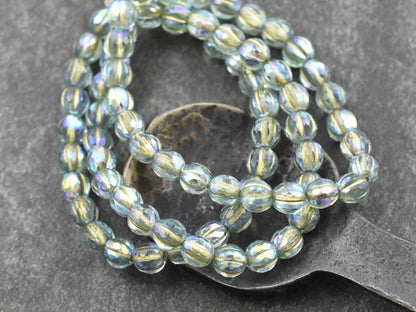 6mm Beads - Melon Beads - Czech Glass Beads - Faceted Melon - Round Beads - 6mm - 25pcs - (3863)