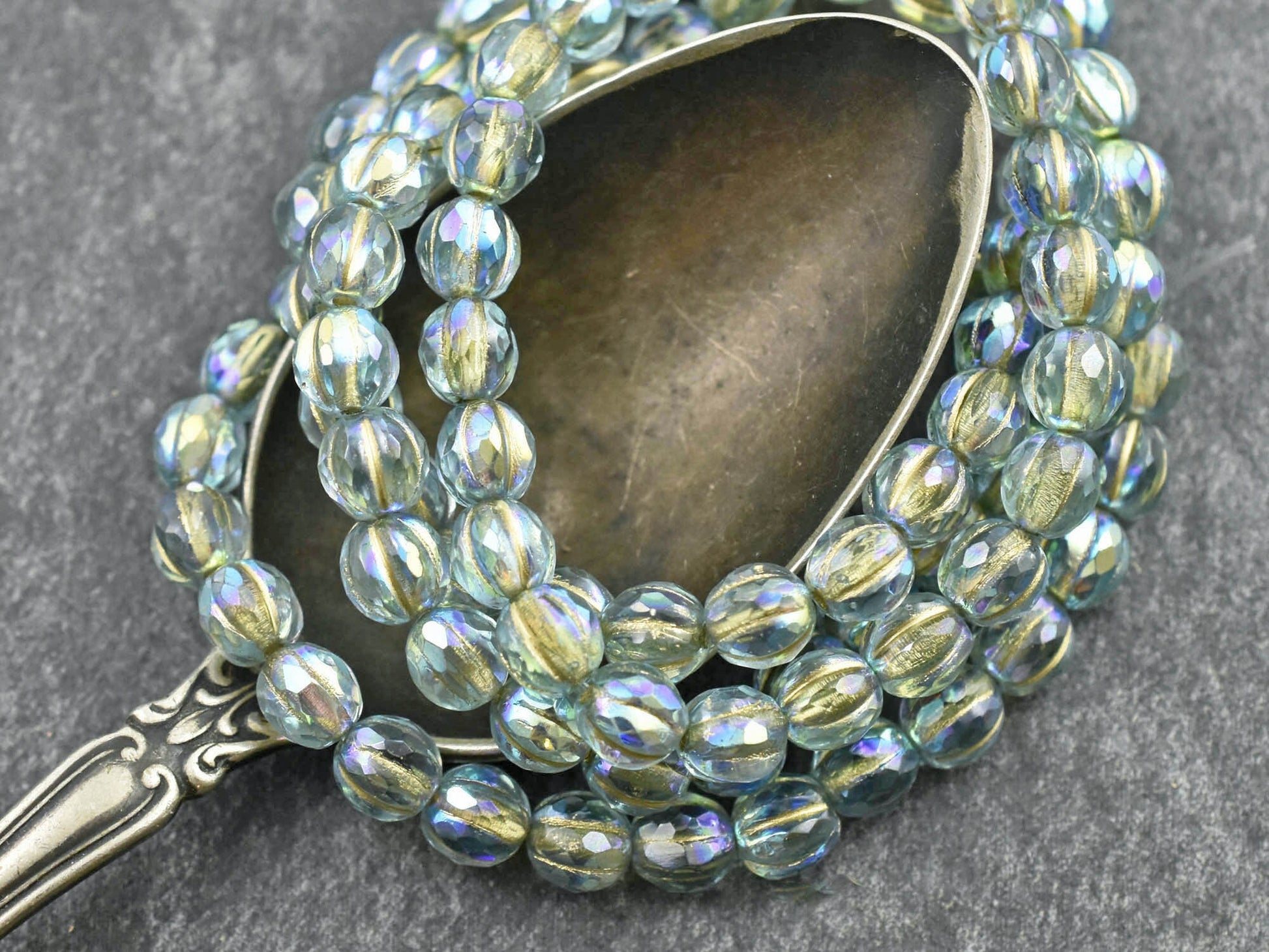 6mm Beads - Melon Beads - Czech Glass Beads - Faceted Melon - Round Beads - 6mm - 25pcs - (3863)