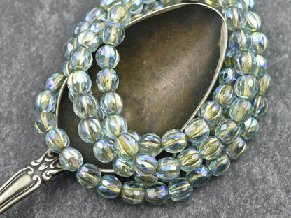 6mm Beads - Melon Beads - Czech Glass Beads - Faceted Melon - Round Beads - 6mm - 25pcs - (3863)