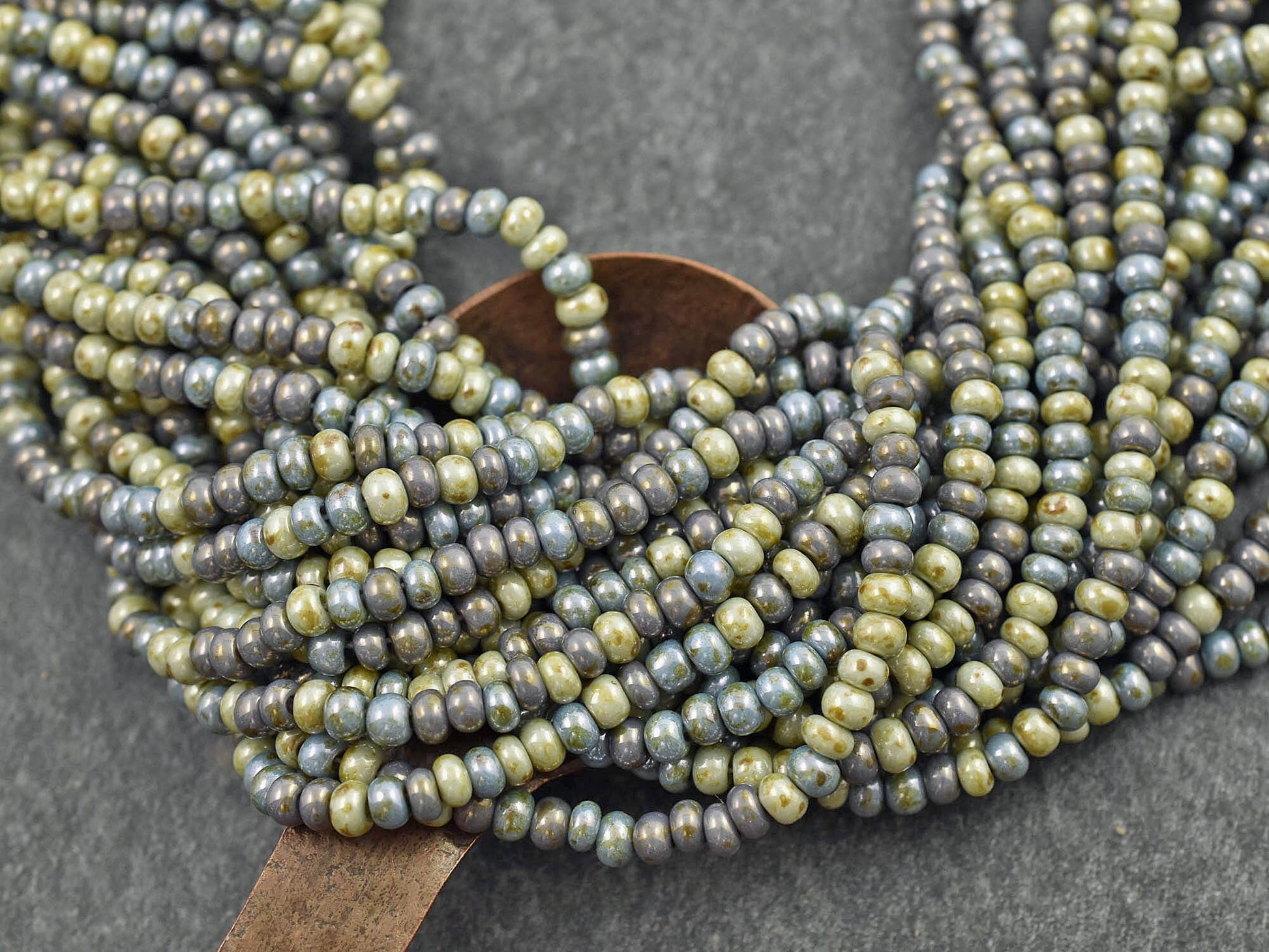 Picasso Seed Beads - Aged Picasso Beads - Czech Glass Beads - Size 6 Seed Beads - 6/0 - 22" Strand - (B224)