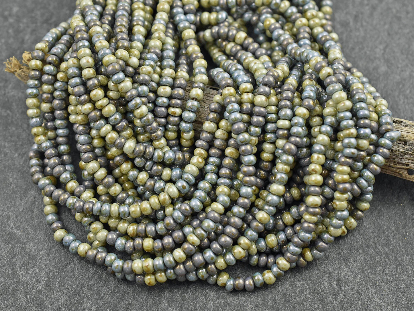 Picasso Seed Beads - Aged Picasso Beads - Czech Glass Beads - Size 6 Seed Beads - 6/0 - 22" Strand - (B224)