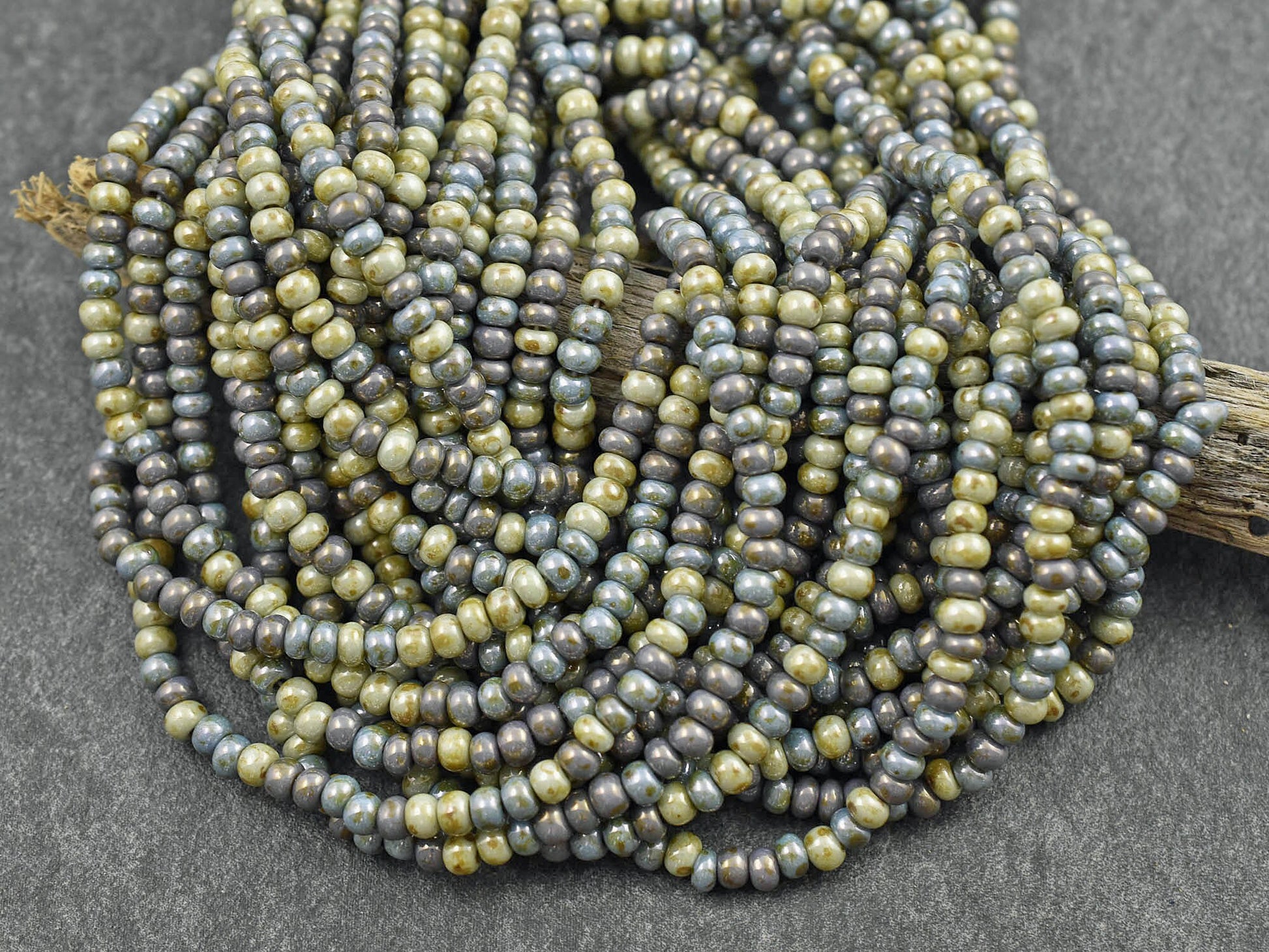 Picasso Seed Beads - Aged Picasso Beads - Czech Glass Beads - Size 6 Seed Beads - 6/0 - 22" Strand - (B224)