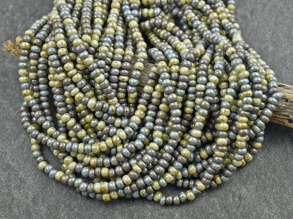 Picasso Seed Beads - Aged Picasso Beads - Czech Glass Beads - Size 6 Seed Beads - 6/0 - 22" Strand - (B224)