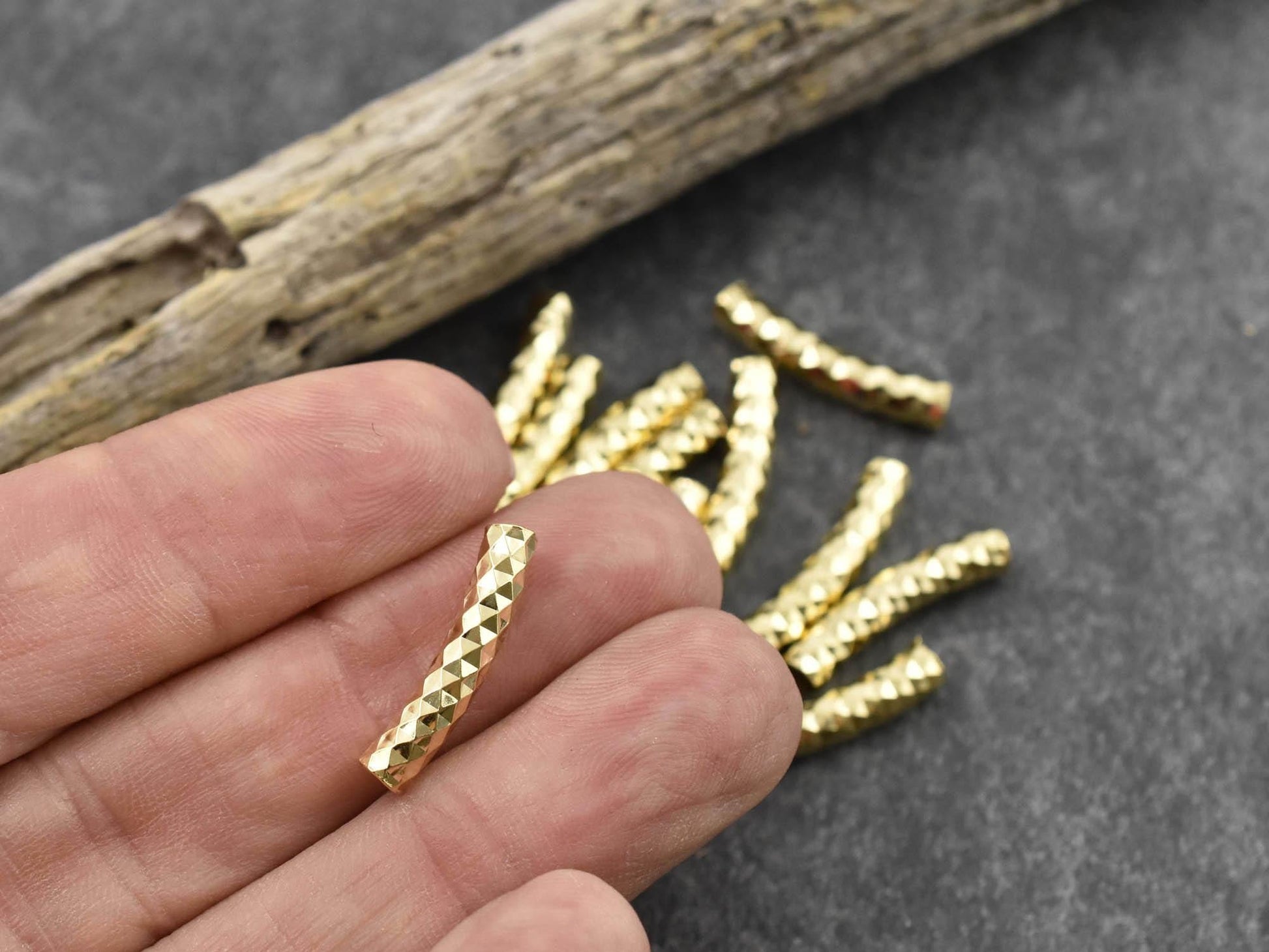 Bracelet Tube - Curved Tube Bead - Metal Tube Bead - Curved Tubes - Metal Beads - Bracelet Beads - Bracelet Bar - 20x4mm- 20pcs - (6059)