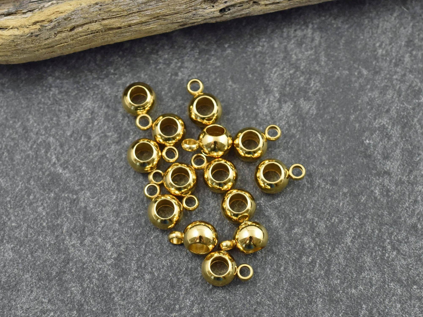 Bail Beads - Charm Hanger Beads - Gold Beads - Metal Spacers - Metal Beads - Gold Spacer Beads - 50pcs - 6mm - (819)