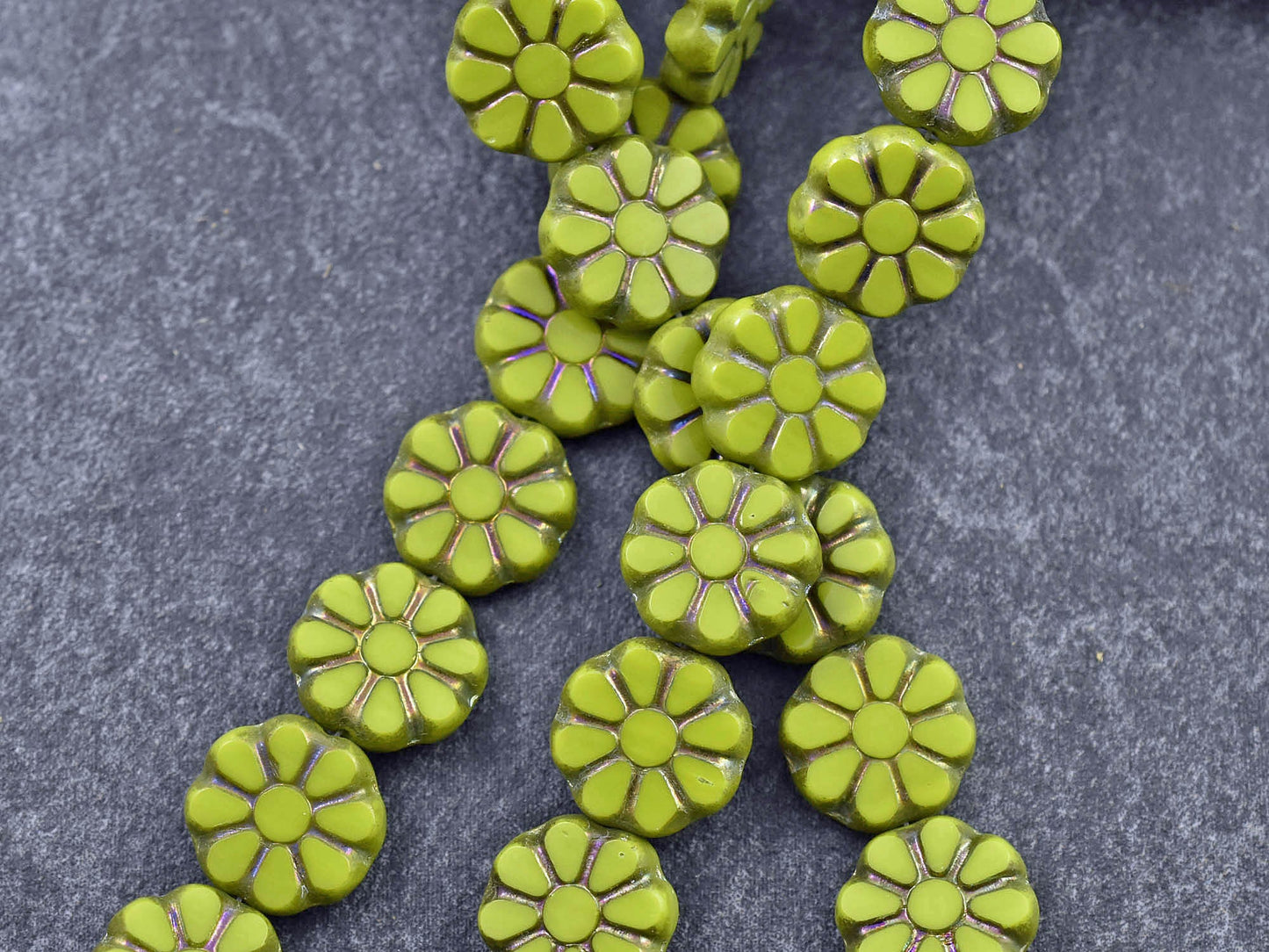 Flower Beads - Picasso Beads - Czech Glass Beads - Coin Beads - Cosmo Flower Bead - 12mm - 8pcs (5842)