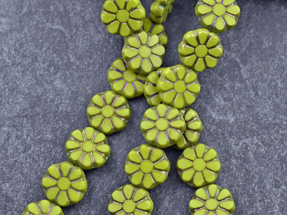 Flower Beads - Picasso Beads - Czech Glass Beads - Coin Beads - Cosmo Flower Bead - 12mm - 8pcs (5842)