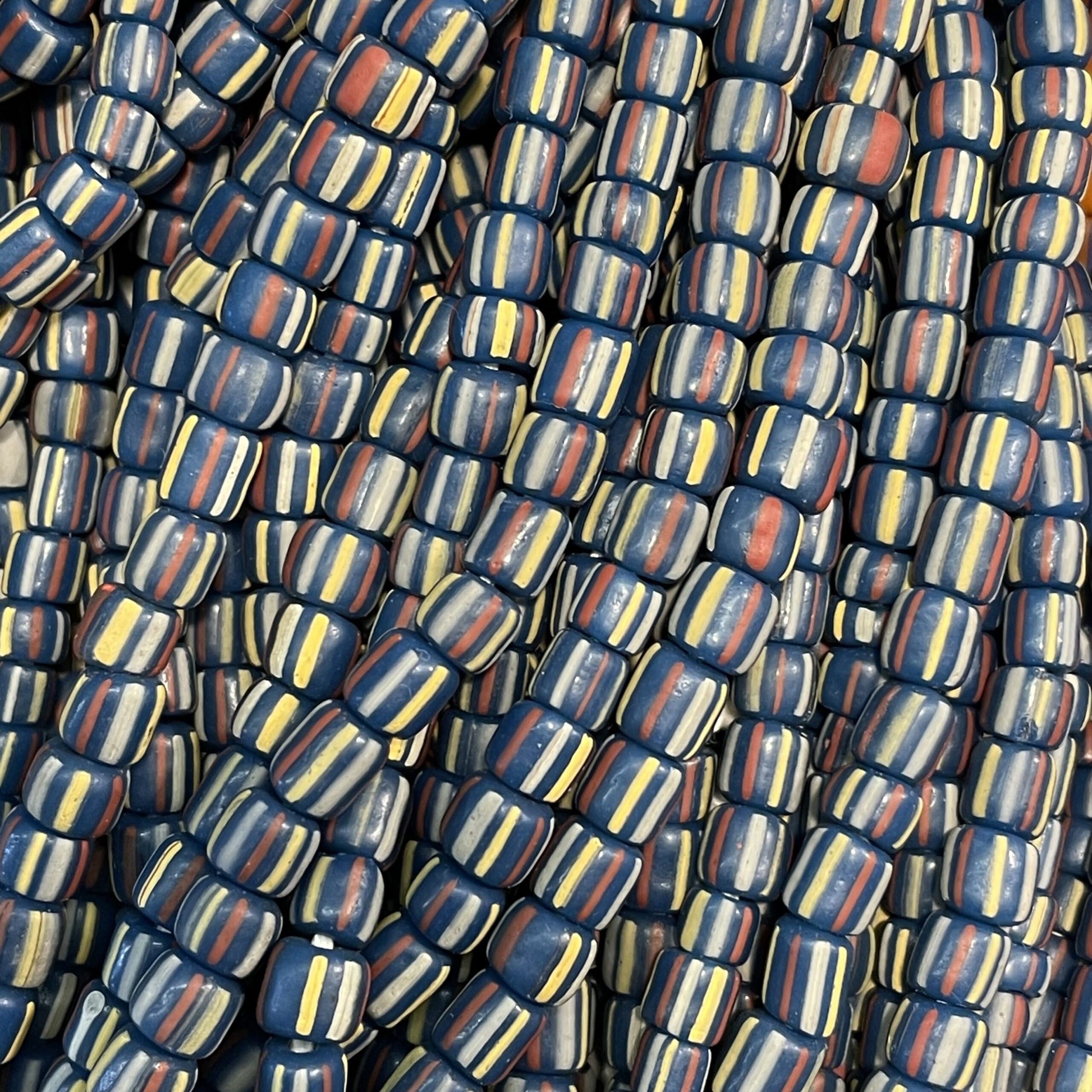 Trade Beads - Indonesian Beads - Java Glass Beads - Striped Seed Beads - Gooseberry Beads - 4-7mm - 24" Strand - (A576)