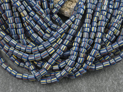 Trade Beads - Indonesian Beads - Java Glass Beads - Striped Seed Beads - Gooseberry Beads - 4-7mm - 24" Strand - (A576)