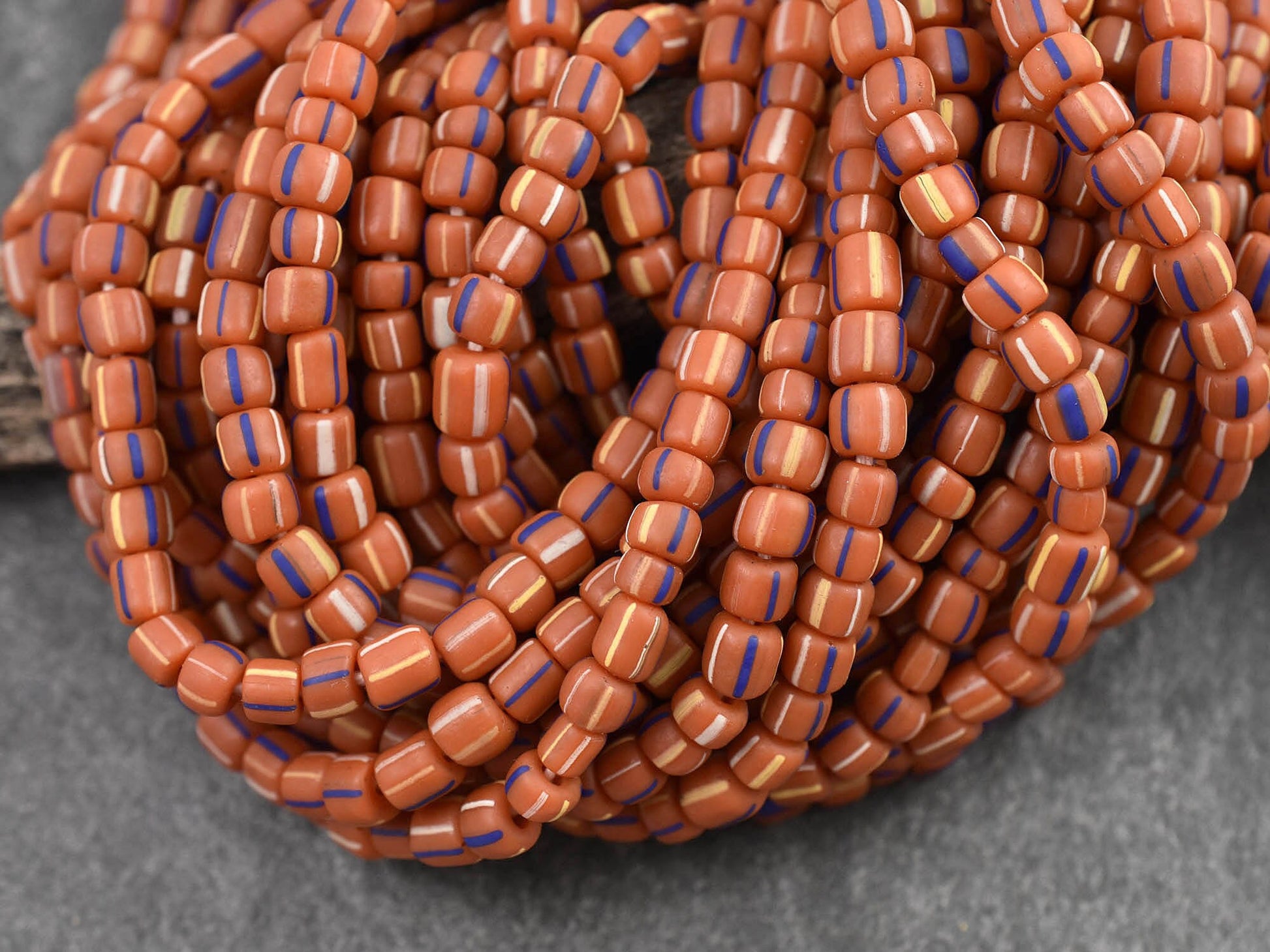 Gooseberry Beads - Seed Beads - Java Glass Beads - Striped Seed Beads - 4-7mm - 24" Strand - (1411)