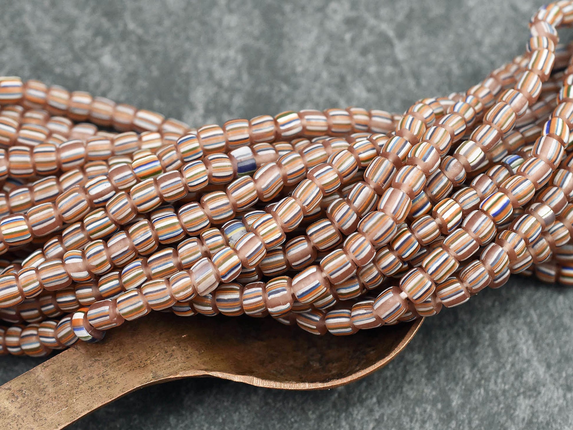Java Gooseberry Beads - Seed Beads - Java Glass Beads - Striped Seed Beads - 4-7mm - 24" Strand - (4984)
