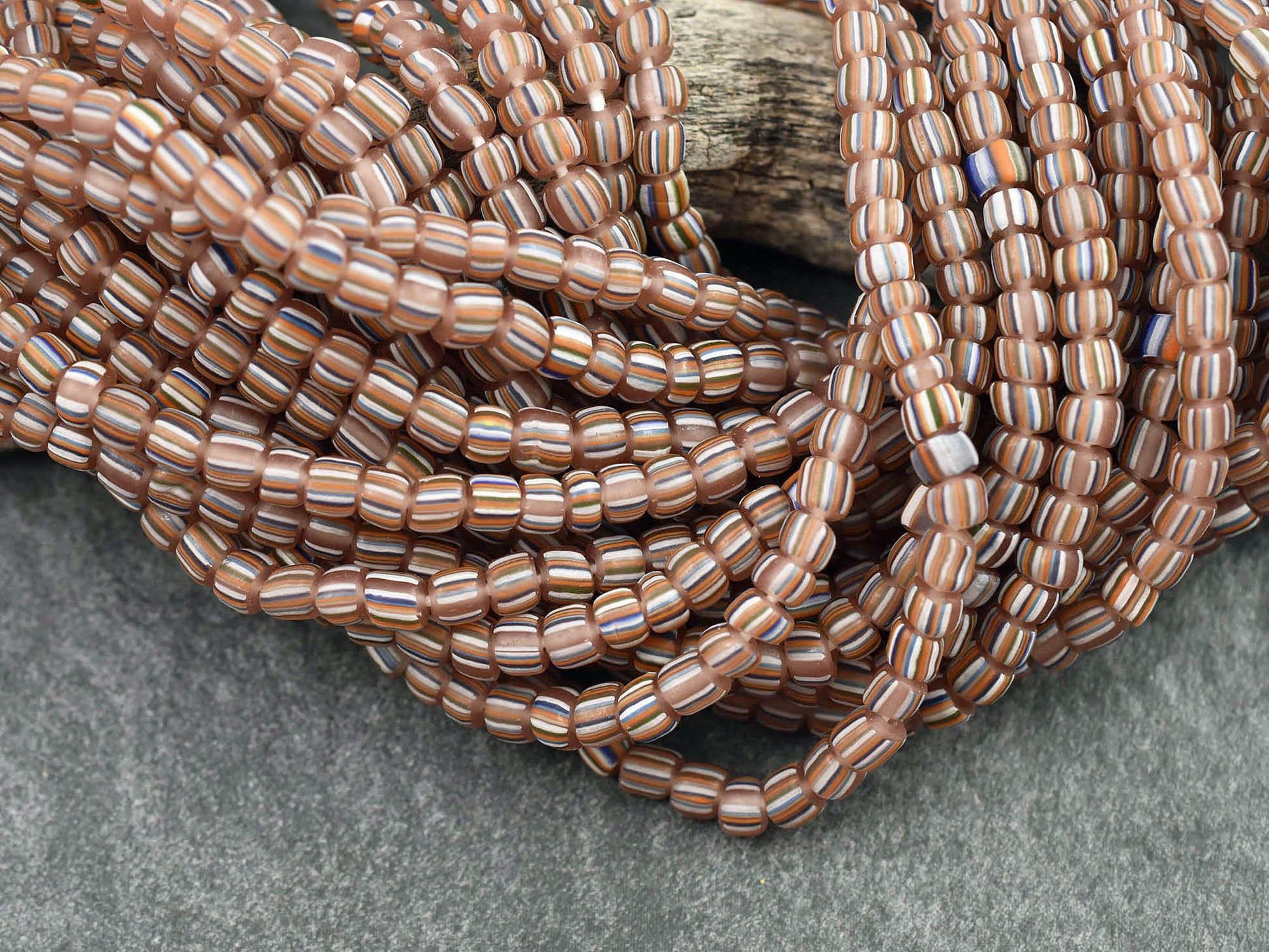 Java Gooseberry Beads - Seed Beads - Java Glass Beads - Striped Seed Beads - 4-7mm - 24" Strand - (4984)