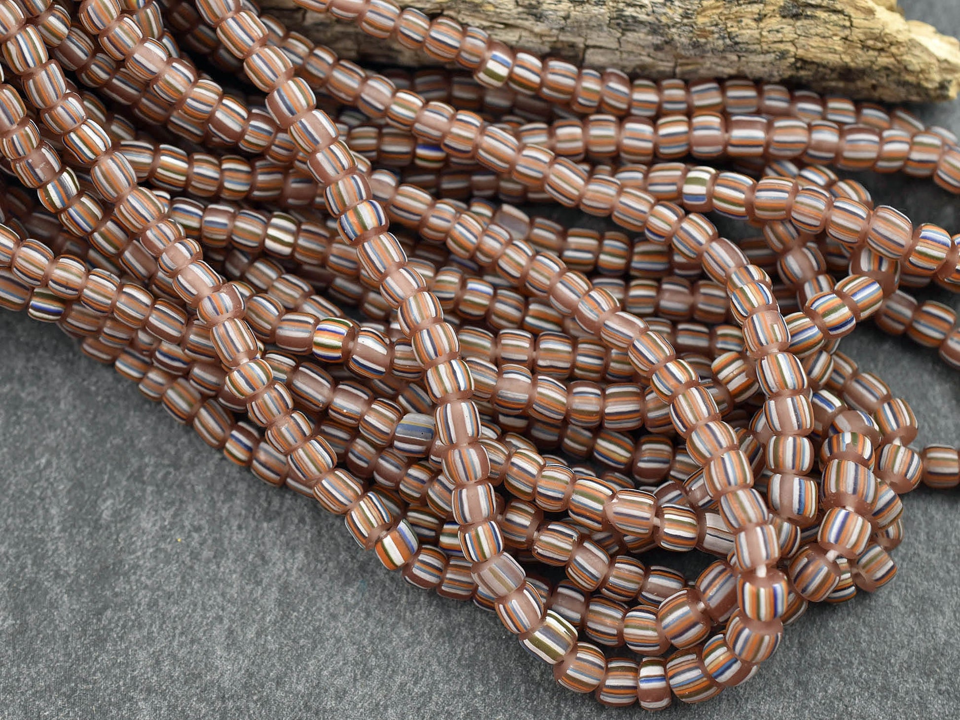Java Gooseberry Beads - Seed Beads - Java Glass Beads - Striped Seed Beads - 4-7mm - 24" Strand - (4984)