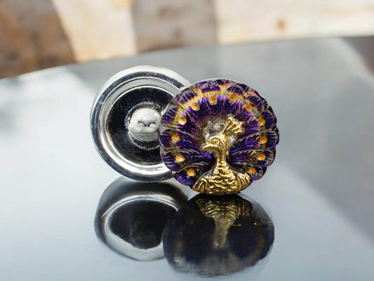 Peacock Button - Czech Glass Buttons - Shank Buttons - Artisan Button - Handmade Button - 18mm - (2106) 1pcs