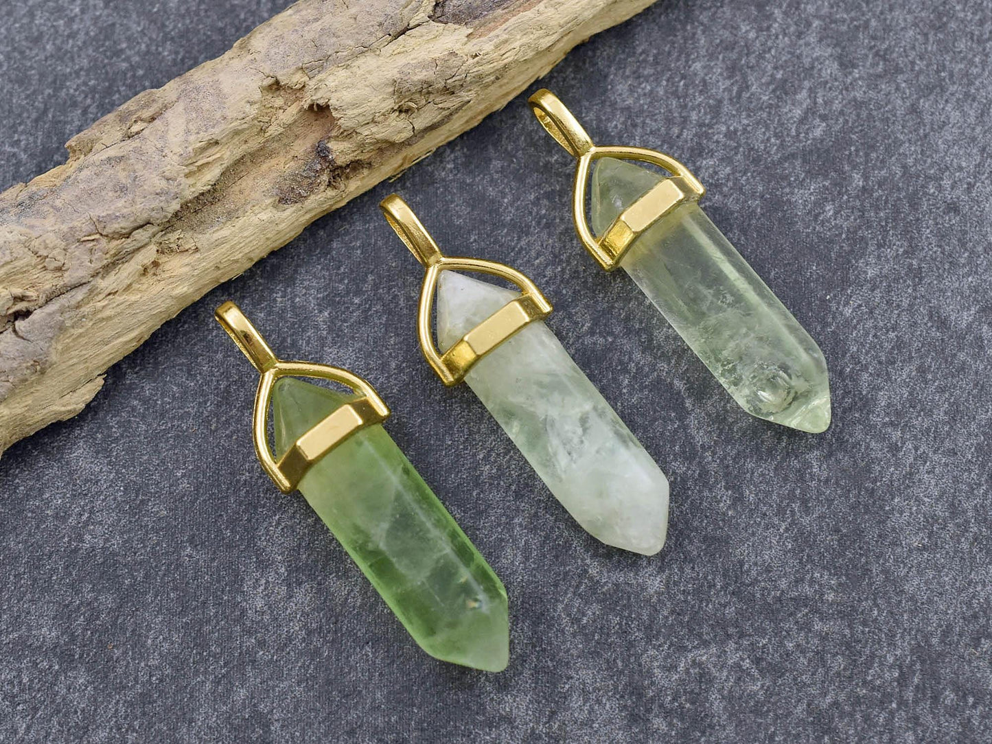 Flourite Pendant - Gemstone Point Pendant - Hexagon Pendant - 40mm - (4832)