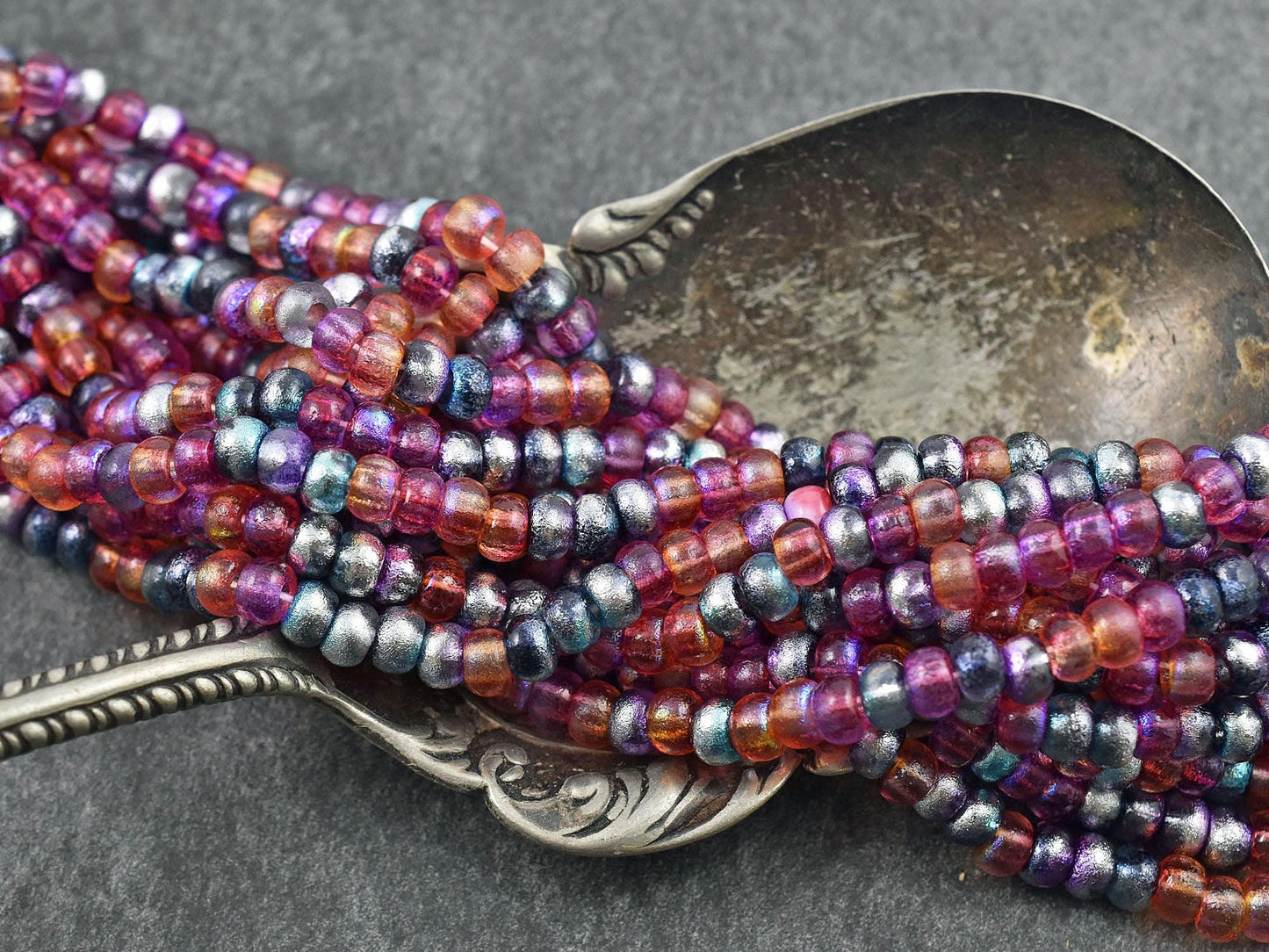 Picasso Seed Beads - Large Seed Beads - 2/0 - Czech Glass Beads - Etched Beads - 6mm - 19" Strand - (A265)