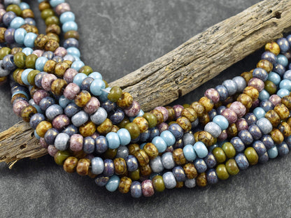 Picasso Beads - Large Seed Beads - 2/0 - Czech Glass Beads - Size 2 Beads - Aged Seed Beads - 6mm Beads - 20" Strand - (3489)