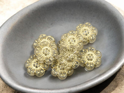 Czech Glass Beads - Wildflower Beads - Floral Beads - Picasso Beads - Czech Glass Flowers - 14mm - 12pcs - (B430)