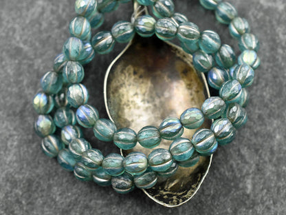 6mm Beads - Melon Beads - Czech Glass Beads - Faceted Melon - Round Beads - 6mm - 25pcs - (2947)