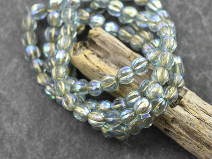 6mm Beads - Melon Beads - Czech Glass Beads - Faceted Melon - Round Beads - 6mm - 25pcs - (3863)