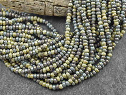 Picasso Seed Beads - Aged Picasso Beads - Czech Glass Beads - Size 6 Seed Beads - 6/0 - 22" Strand - (B224)