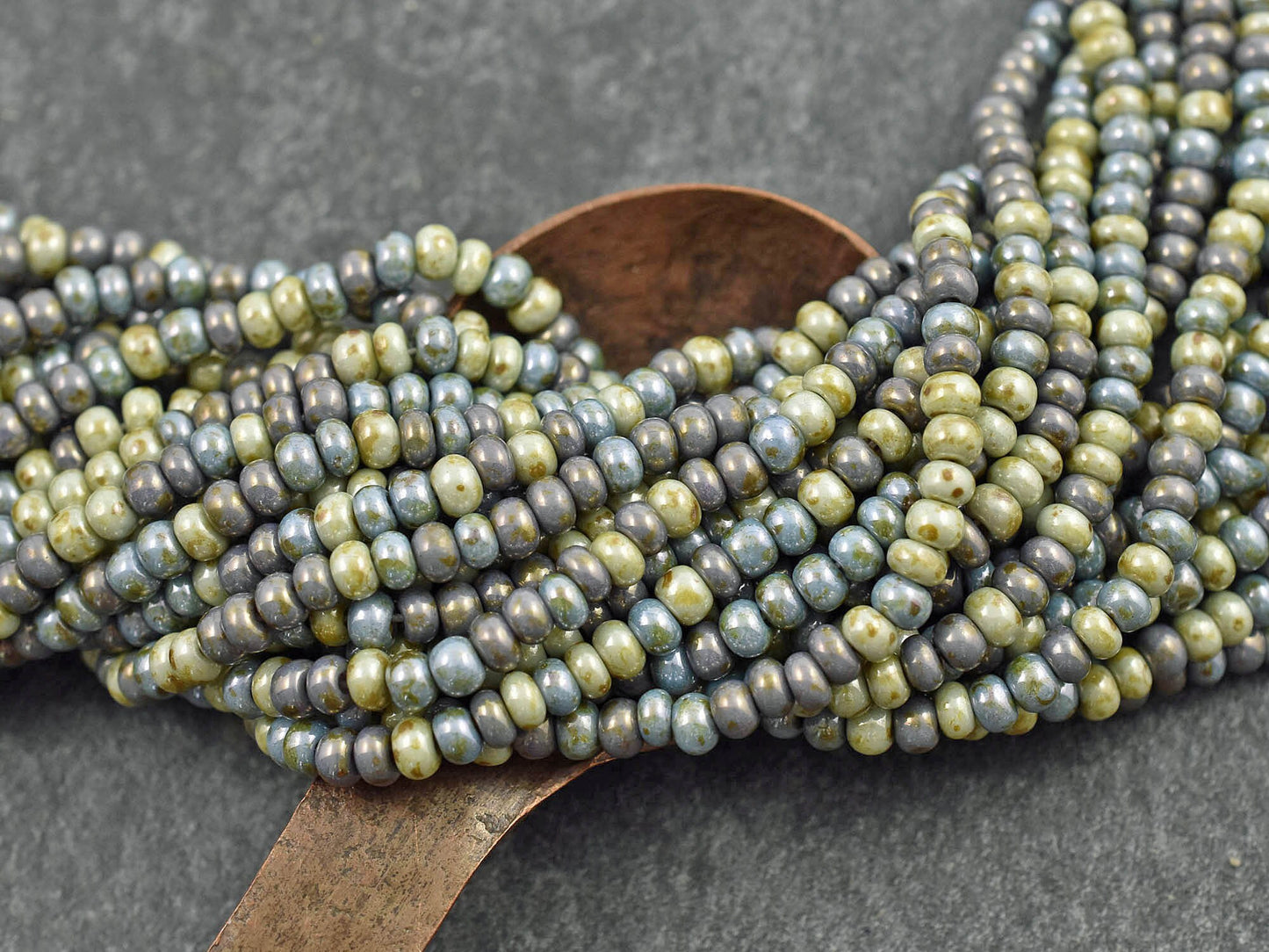 Picasso Seed Beads - Aged Picasso Beads - Czech Glass Beads - Size 6 Seed Beads - 6/0 - 22" Strand - (B224)