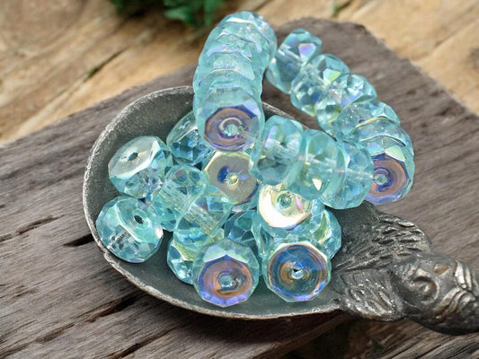 Czech Glass Beads - Rondelle Beads - Heishi Beads - Fire Polished Beads - 6x4mm - 15pcs - (1215)