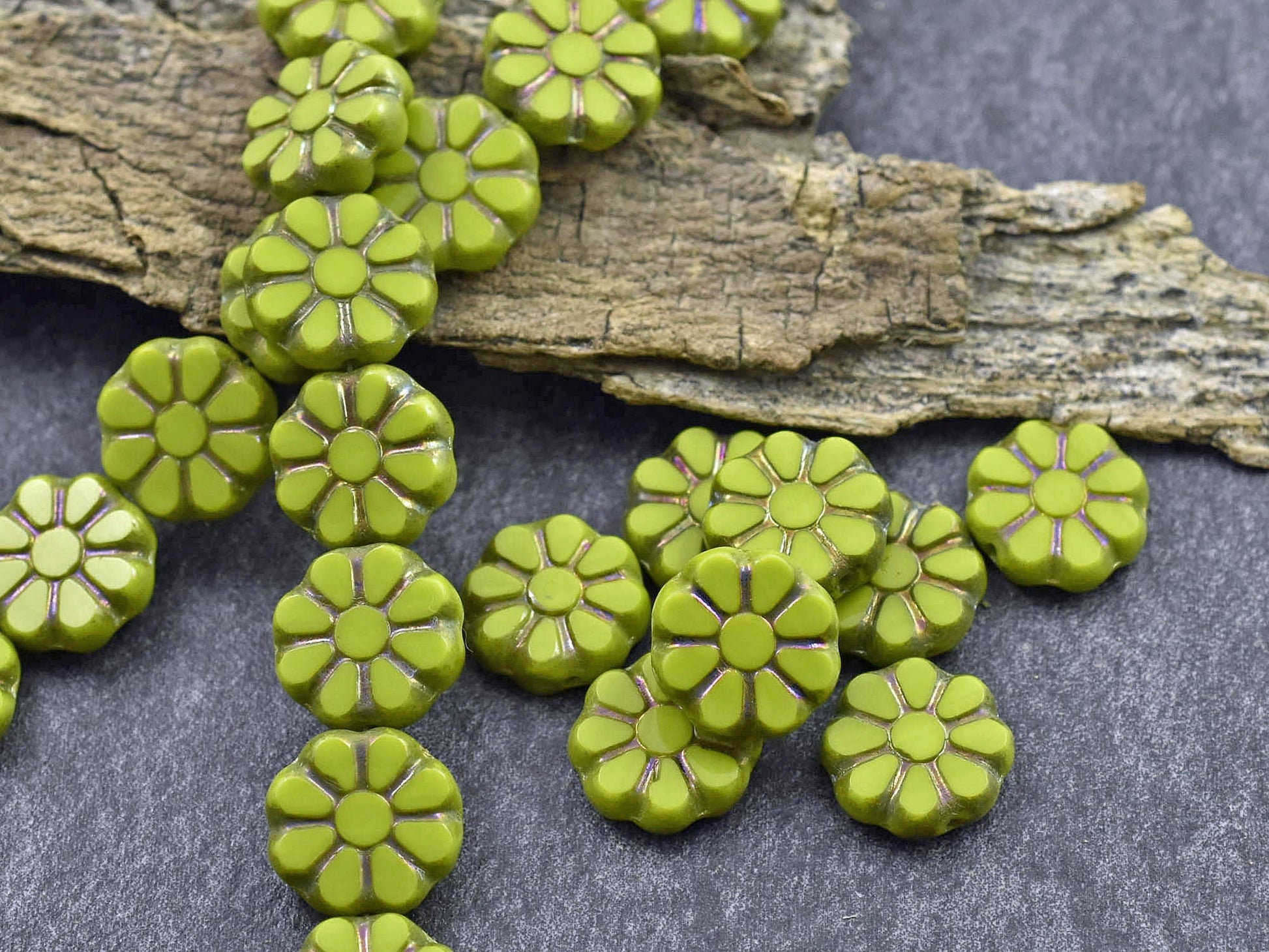 Flower Beads - Picasso Beads - Czech Glass Beads - Coin Beads - Cosmo Flower Bead - 12mm - 8pcs (5842)