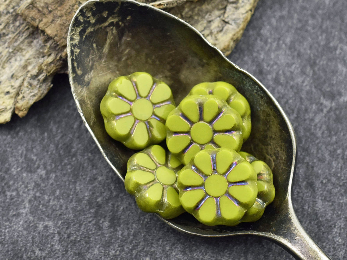 Flower Beads - Picasso Beads - Czech Glass Beads - Coin Beads - Cosmo Flower Bead - 12mm - 8pcs (5842)