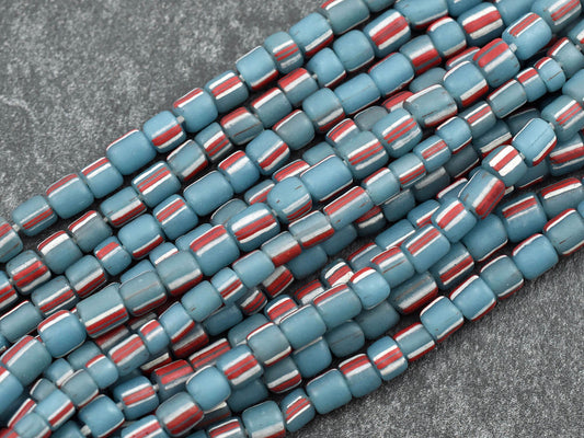 Trade Beads - Java Glass Beads - Striped Seed Beads - Gooseberry Beads - 4-7mm - 24" Strand - (B190)