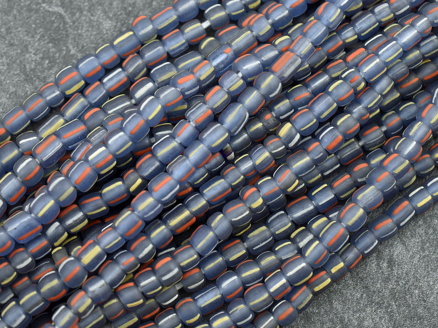 Indonesian Beads - Java Glass Beads - Trade Beads - Striped Seed Beads - Gooseberry Beads - 4-7mm - 24" Strand - (A273)