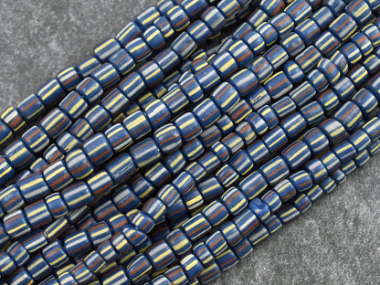 Trade Beads - Indonesian Beads - Java Glass Beads - Striped Seed Beads - Gooseberry Beads - 4-7mm - 24" Strand - (A576)