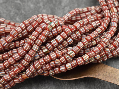 Gooseberry Beads - Trade Beads - Java Glass Beads - Striped Seed Beads - 4-7mm - 24" Strand - (A126)