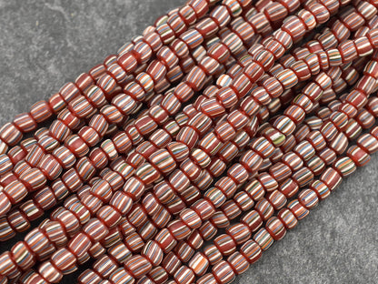 Gooseberry Beads - Trade Beads - Java Glass Beads - Striped Seed Beads - 4-7mm - 24" Strand - (A126)