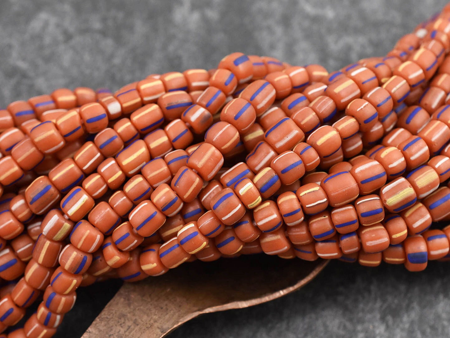 Gooseberry Beads - Seed Beads - Java Glass Beads - Striped Seed Beads - 4-7mm - 24" Strand - (1411)