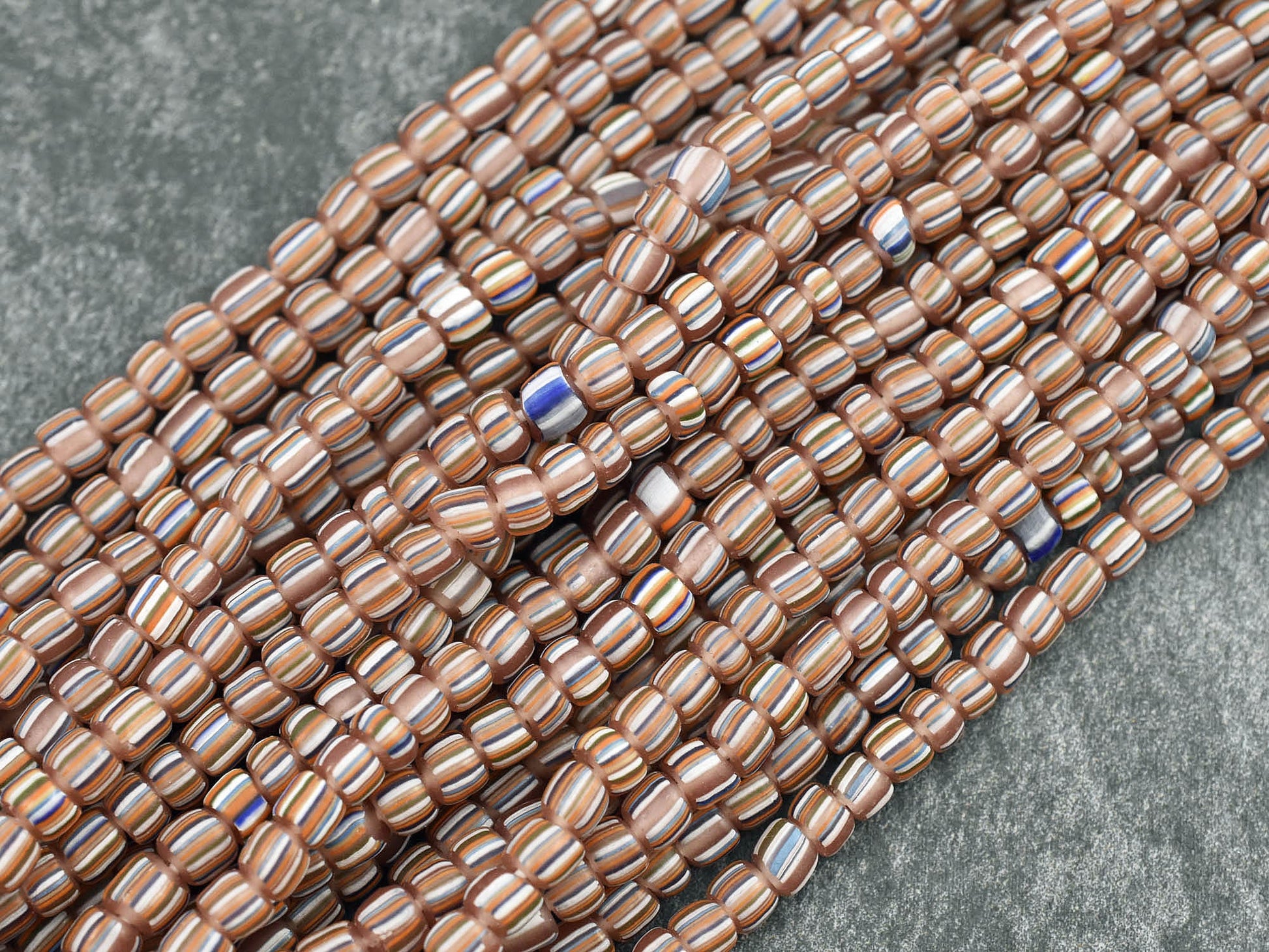 Java Gooseberry Beads - Seed Beads - Java Glass Beads - Striped Seed Beads - 4-7mm - 24" Strand - (4984)