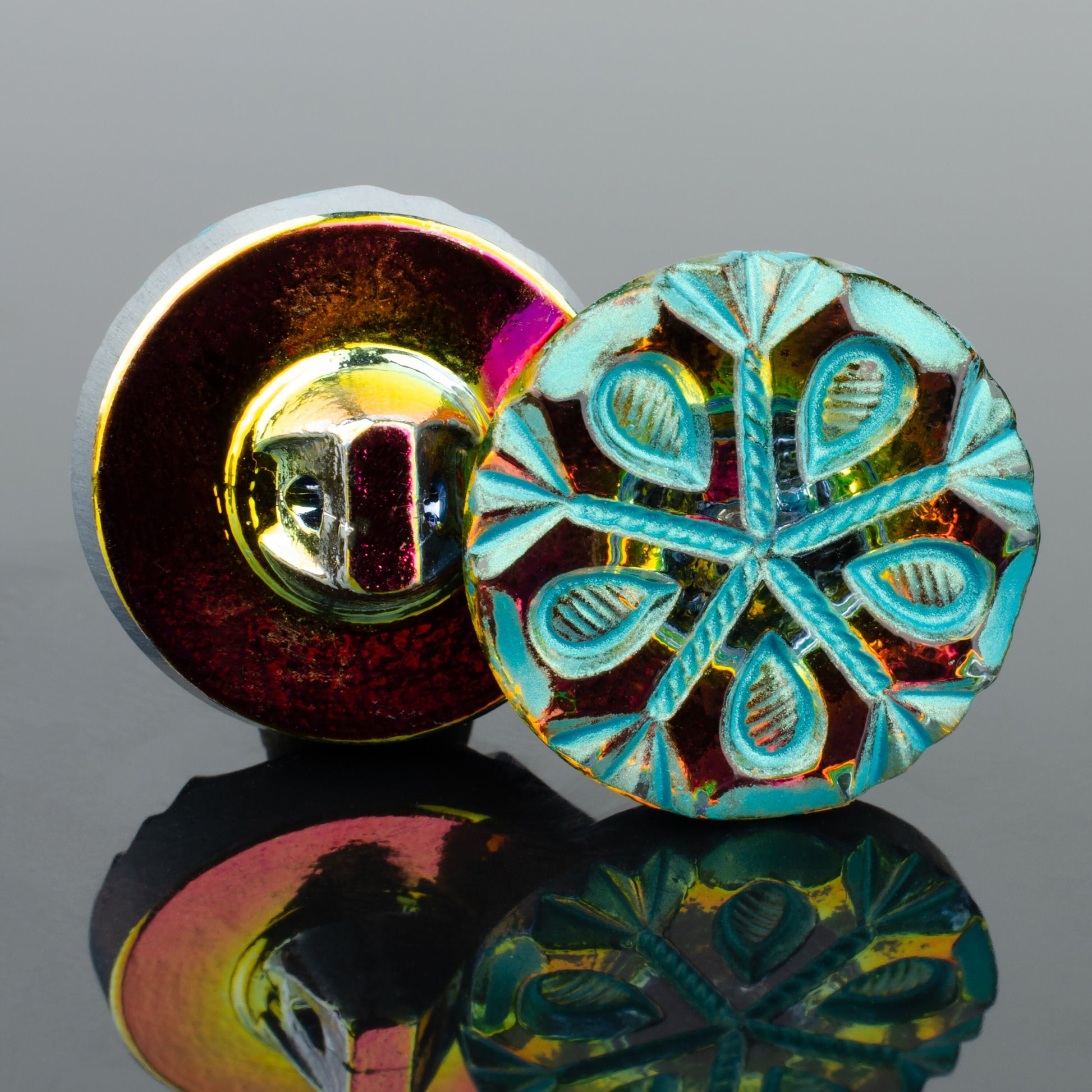 Czech Glass Buttons - Snowflake Button - Shank Buttons - Artisan Button - Handmade Button - 27mm (1582) 1pcs
